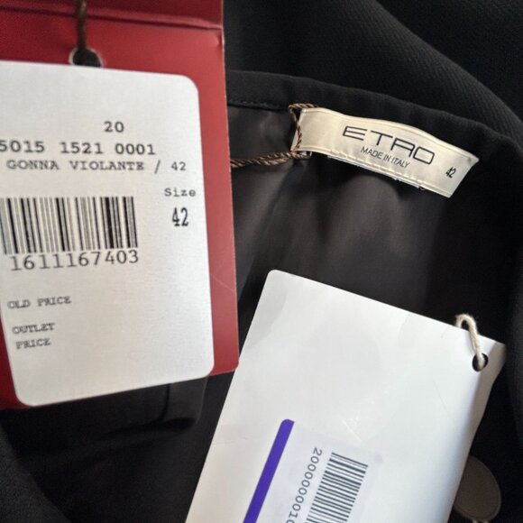 Etro Womens Black Ruffle Wrap Skirt Size 42 Career Lined Made In Italy New $829 - Picture 4 of 8